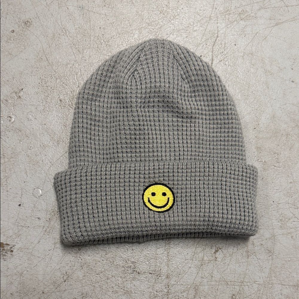 Gray Folded Beanie Smiley Face Patch - NWT - Altr'd State - Winter Hat
